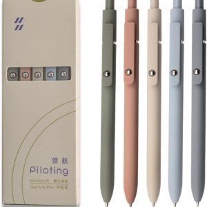 UIXJODO Gel Pens, 5 Pcs 0.5mm Black Ink Pens Fine Point Smooth Writing Pens, High-End Series Pens for Journaling Note Taking, Cute Office School Supplies Gifts for Women Men (Morandi)